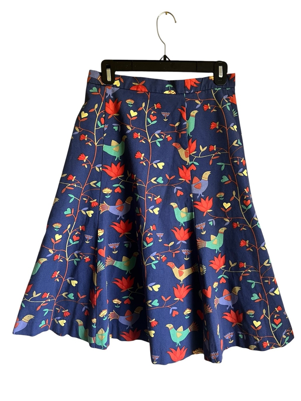 Whimsical Disney World Wide Services Vintage Navy Folk Art Floral Print Sz 10